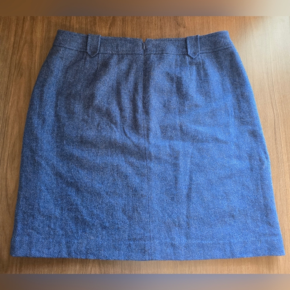 Talbots Royal Blue Wool Blend Herringbone Skirt Size 14 Office Attire - Picture 3 of 10